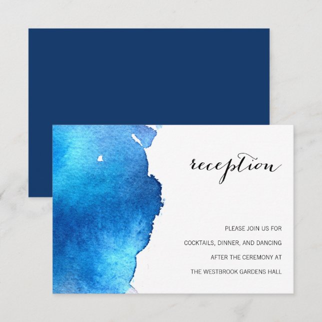 Blue Splash Watercolor Wedding Enclosure Card (Front/Back)