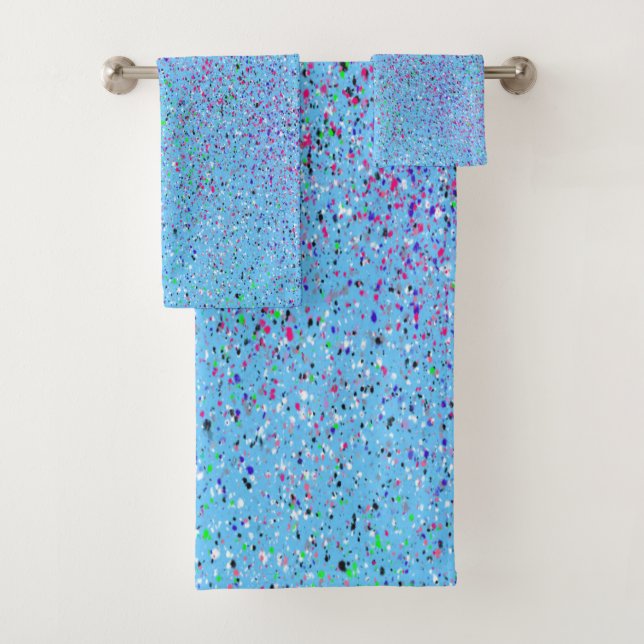 Blue Splatter Abstract  Bath Towel Set (Insitu)