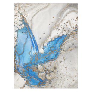 Blue splatter - grey marble and gold tablecloth