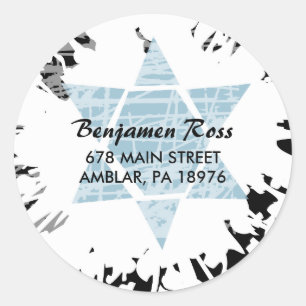 Blue Splatter Star Bar Bat Mitzvah Sticker Seal