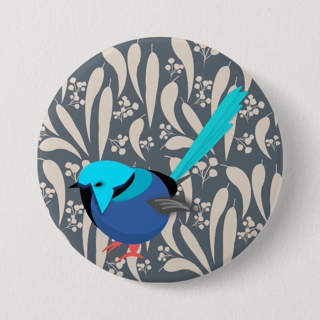 Blue Splendid Fairy Wren 7.5 Cm Round Badge (Front)
