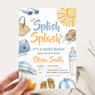 Blue Splish Splash Baby Shower Invitation