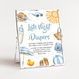 Blue Splish Splash Baby Shower Late Night Diapers Poster