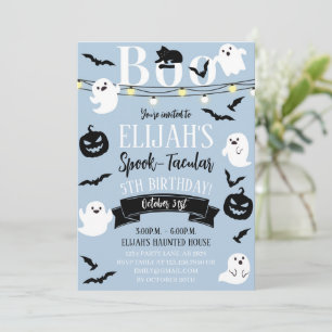 Blue Spook-Tacular Haunted Birthday Invitation