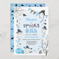 Blue Spooky One Cute Ghost Boy 1st Birthday