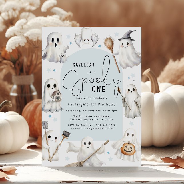 Blue Spooky One | First Birthday Party Invitation (Creator Uploaded)