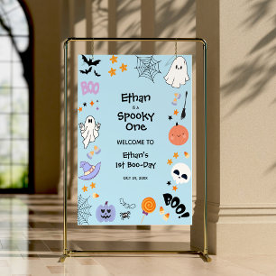 Blue Spooky One Halloween 1st Birthday Welcome Poster