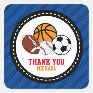 Blue Sport All Star Party Thank You Favour Tag