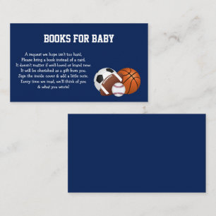 Blue Sports Baby Shower Books for Baby Enclosure Card