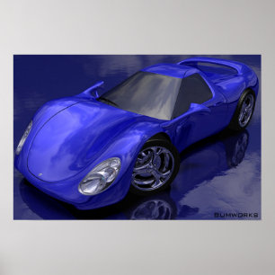 Blue Sports Car Poster