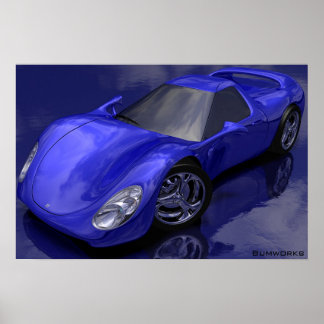 Blue Sports Car Poster
