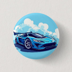 Blue Sports Car Under Clear Sky 3 Cm Round Badge