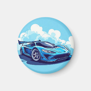 Blue Sports Car Under Clear Sky Magnet