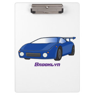 Blue sports car with airfoil illustration clipboard