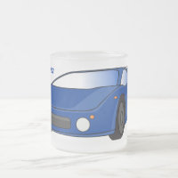 Blue sports car with airfoil illustration
