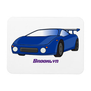 Blue sports car with airfoil illustration  magnet