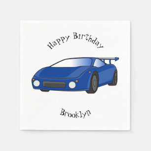Blue sports car with airfoil illustration napkin