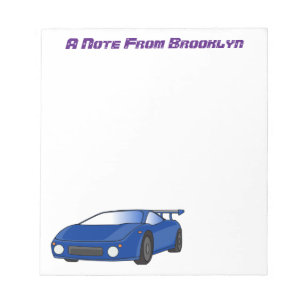 Blue sports car with airfoil illustration  notepad