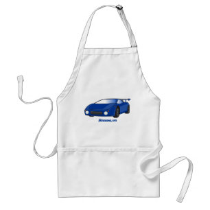 Blue sports car with airfoil illustration standard apron