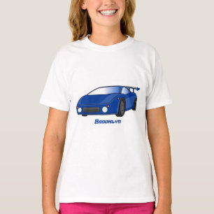 Blue sports car with airfoil illustration  T-Shirt