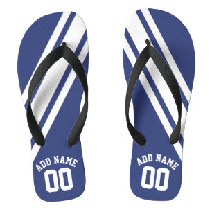 Blue Sports Jersey Custom Name Number Flip Flops