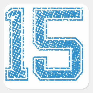 Blue Sports Jerzee Number 15 Square Sticker