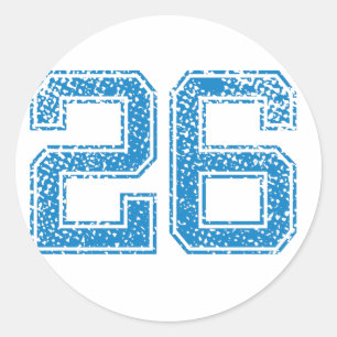 Blue Sports Jerzee Number 26 Classic Round Sticker