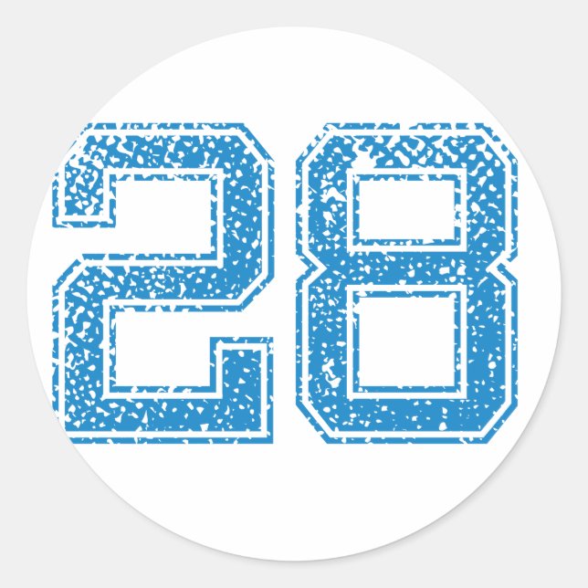 Blue Sports Jerzee Number 28 Classic Round Sticker (Front)
