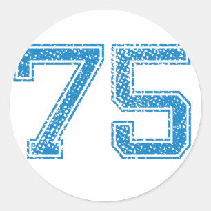 Blue Sports Jerzee Number 75 Classic Round Sticker