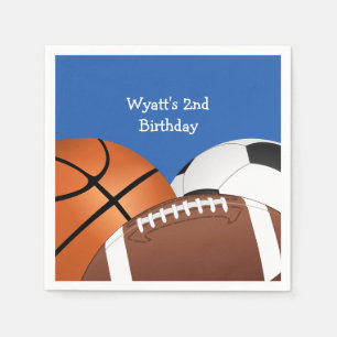 Blue Sports Theme Birthday Paper Plates Napkin