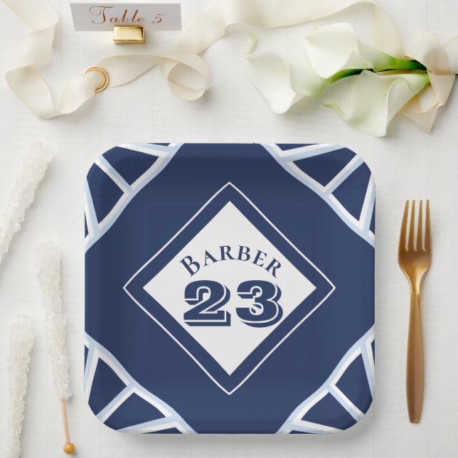 Blue Sports Theme Paper Plate (Wedding)