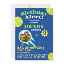 Blue Sporty Tennis Ball Kids Birthday Party