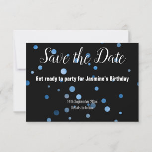 BLUE SPOT BALLOON ALL BLACK SAVE THE DATE RSVP CARD