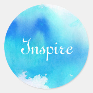 Blue spot, watercolor abstract hand painted classic round sticker