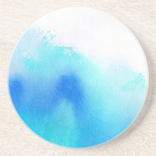 Blue spot, watercolor abstract hand painted coaster