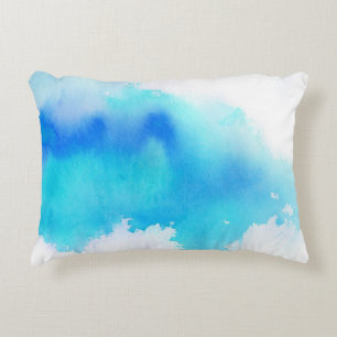 Blue spot, watercolor abstract hand painted decorative cushion