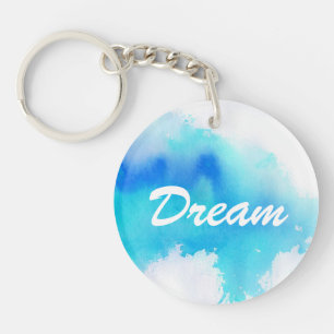 Blue spot, watercolor abstract hand painted key ring