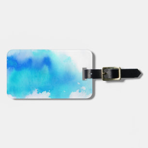 Blue spot, watercolor abstract hand painted luggage tag