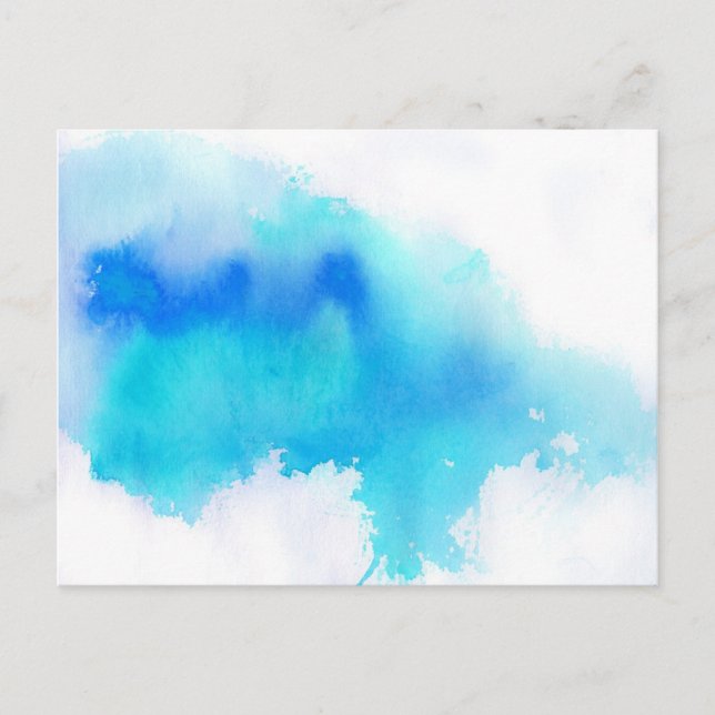 Blue spot, watercolor abstract hand painted postcard (Front)