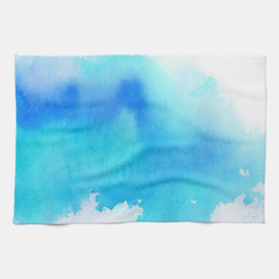 Blue spot, watercolor abstract hand painted tea towel