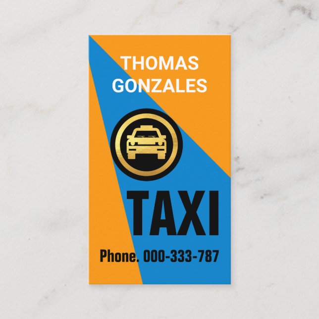 Blue Spotlight On Taxi Service Business Card (Front)