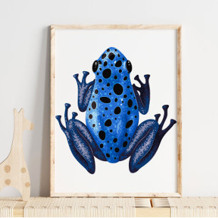 Blue Spotted Frog Digital Print Frog Wall Print