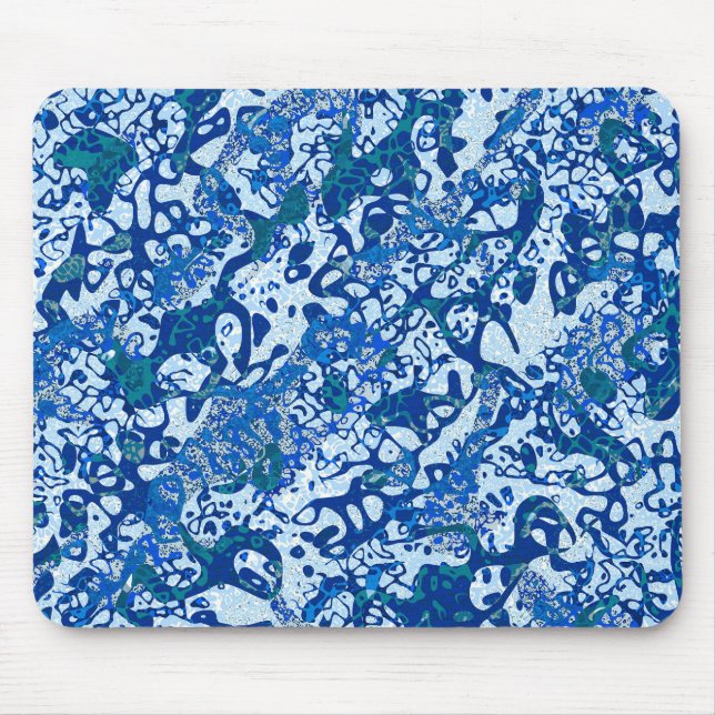 Blue Spotted Graphic Abstraction Mouse Mat (Front)
