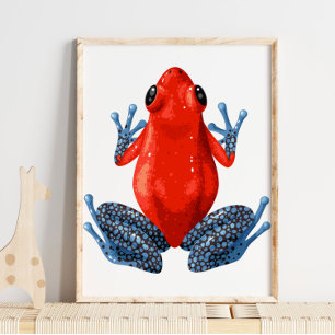 Blue Spotted Red Legged Frog Digital Print