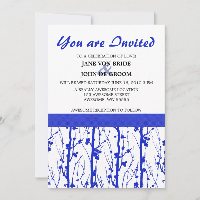Blue Spring Blossoms Invitation (Front)