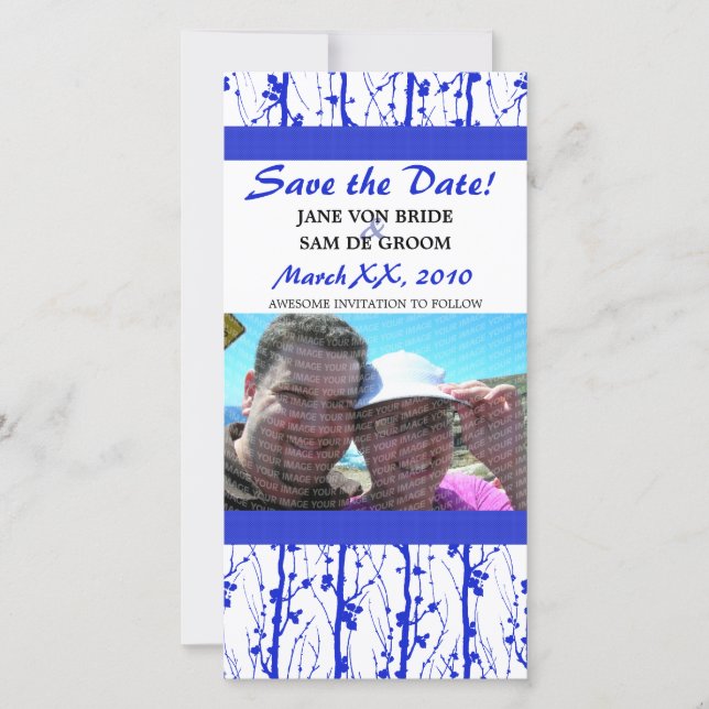 Blue Spring Blossoms Save The Date (Front)