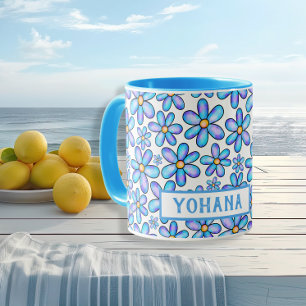Blue Spring Flower pattern custom Summer  Mug
