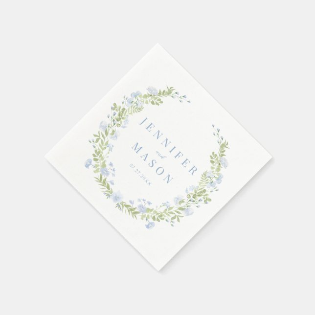 Blue spring flower rustic wedding Paper Napkins (Corner)
