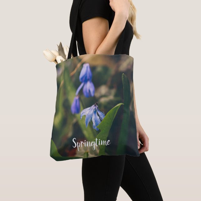 Blue Spring Flower Tote Bag (Close Up)