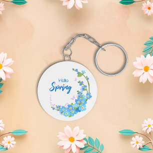 Blue Spring Flowers Acrylic Keychain